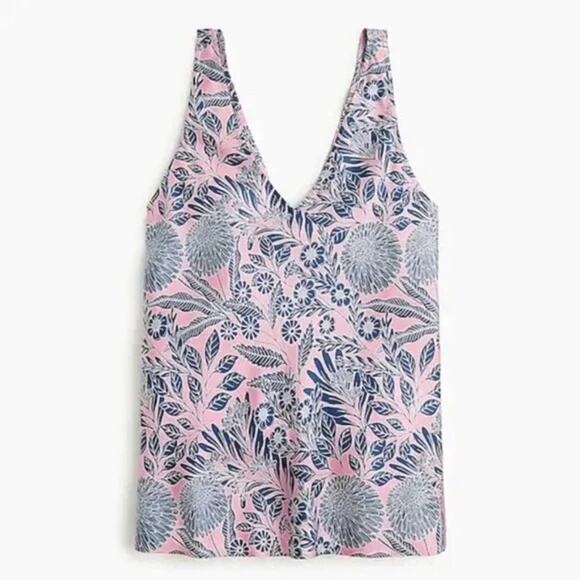 Abigail Borg for J Crew Pink Blue Floral Paisley Silk Tank Sleeveless Top 4 - Picture 1 of 11